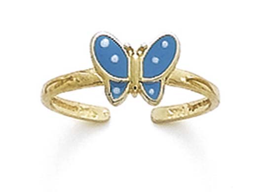 
14k Yellow Gold Black Enamel Butterfly Toe Ring
