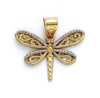 
14k Two-Tone Gold Filgree Butterfly Pendant
