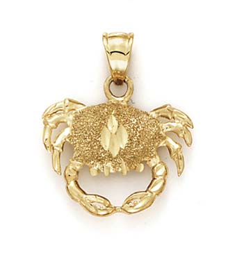 
14k Yellow Gold Crab Pendant
