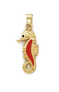 
14k Yellow Gold Enamel Seahorse Pendant
