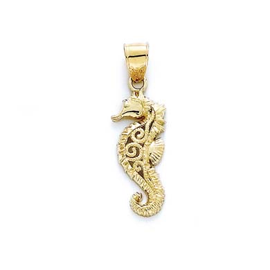 
14k Yellow Gold Filigree Seahorse Pendant
