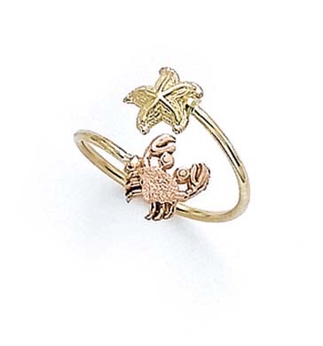 
14k Two-Tone Gold Crab StarFish Toe Ring
