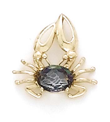 
14k Yellow Gold Mystic Topaz Crab Pendant
