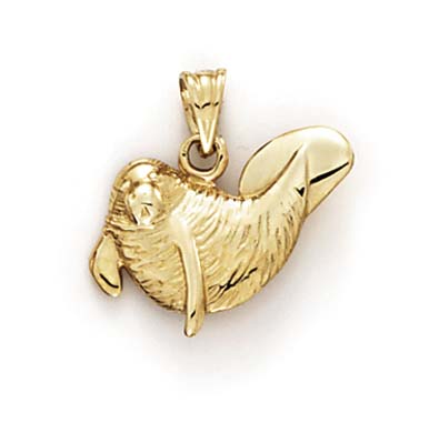 
14k Yellow Gold Walrus Pendant
