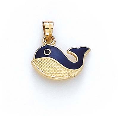 
14k Yellow Gold Enamel Whale Pendant
