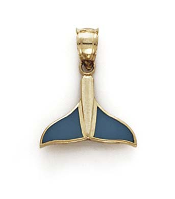 
14k Yellow Gold Enamel Whale Tail Pendant
