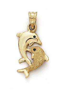 
14k Yellow Gold Double Dolphin Pendant
