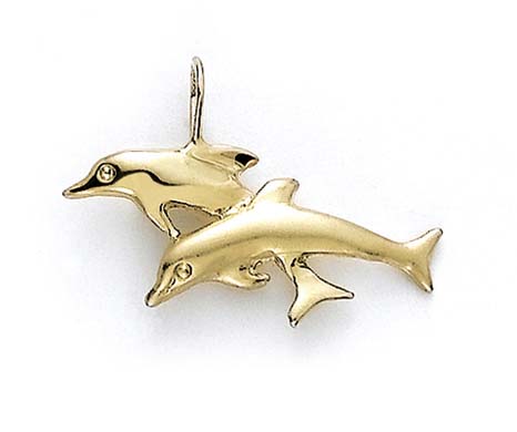 
14k Yellow Gold Double Jumping Dolphins Pendant
