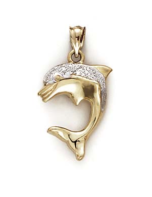 
14k Two-Tone Dolphin Pendant
