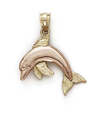 
14k Two-Tone Gold Dolphin Pendant
