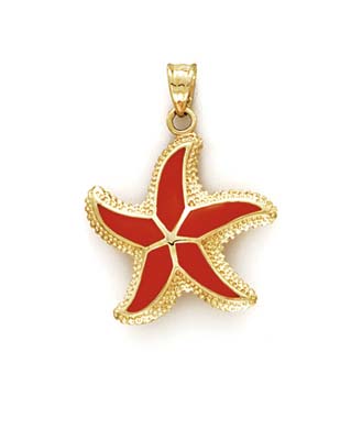 
14k Yellow Gold Enamel StarFish Pendant
