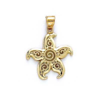 
14k Yellow Gold Filigree StarFish Pendant
