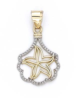 
14k Two-Tone Gold StarFish Shell Pendant
