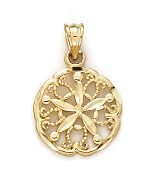 
14k Yellow Gold Filigree Sanddollar Pendant
