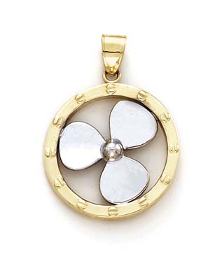 
14k Two-Tone Gold Propeller Circle Pendant
