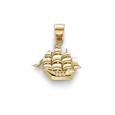 
14k Yellow Gold Polished Sailboat Pendant
