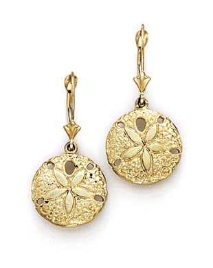 
14k Yellow Gold Leverback Sanddollar Earrings
