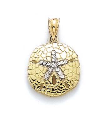 
14k Two-Tone Gold Small Sanddollar Pendant
