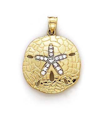 
14k Two-Tone Gold Large Sanddollar Pendant
