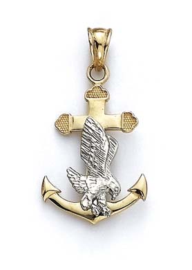 
14k Two-Tone Gold Anchor Eagle Pendant
