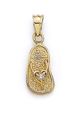 
14k Yellow Gold Diamond Accent Flip-Flop Pendant
