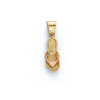 
14k Two-Tone Gold Flip-Flop Heart Pendant
