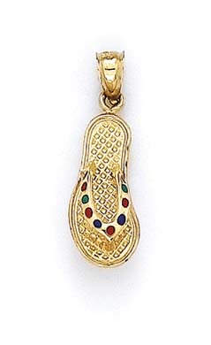 
14k Yellow Gold Enamel Flip-Flop Pendant
