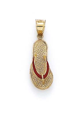 
14k Yellow Gold Enamel Flip-Flop Pendant
