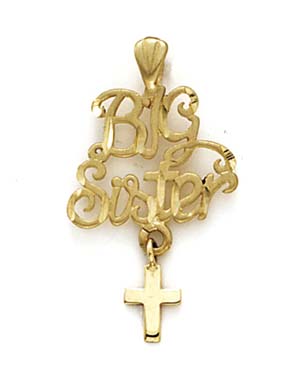 
14k Yellow Gold Big Sister Cross Pendant
