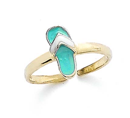 
14k Yellow Gold Green Flip-Flop Toe Ring
