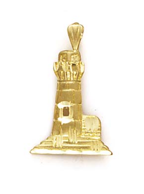 
14k Yellow Gold Large Lighthouse Pendant
