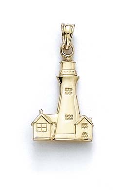 
14k Yellow Gold Polished Lighthouse Pendant
