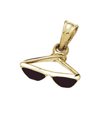 
14k Yellow Gold Black Enamel Sunglasses Pendant
