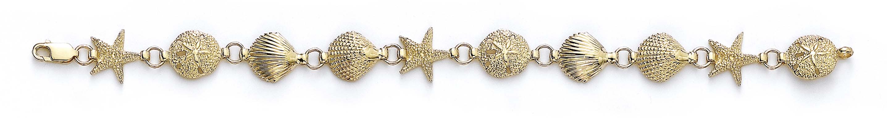 
14k Yellow Gold Polished Sea Life Bracelet - 7.25 Inch
