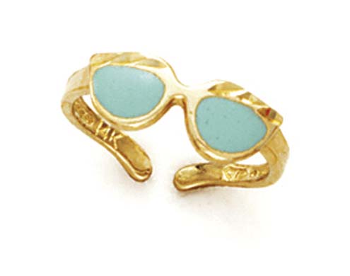 
14k Yellow Gold Green Enamel Sunglasses Toe Ring
