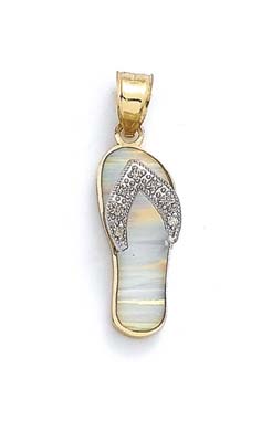 
14k Two-Tone Light Simulated Opal Flip-Flop Diamond Accent Pendant
