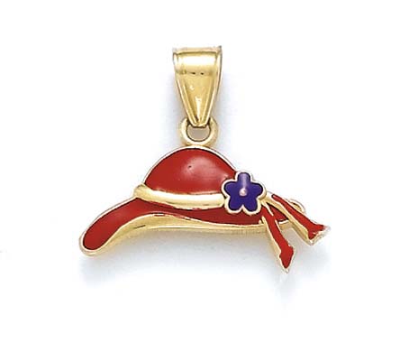 
14k Yellow Gold Enamel Red Hat Pendant
