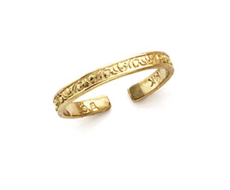 
14k Yellow Gold Thin Pattern Band Toe Ring
