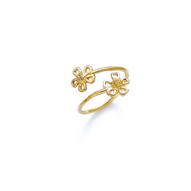 
14k Yellow Gold Bypass Flower Toe Ring
