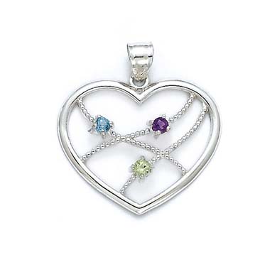 
Sterling Silver Multi-Stone Heart Pendant
