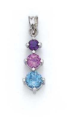 
Sterling Silver 3-Stone Multi-Gem Pendant
