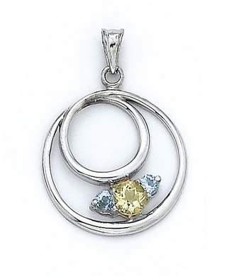 
Sterling Silver Peridot Blue Topaz Circles Pendant
