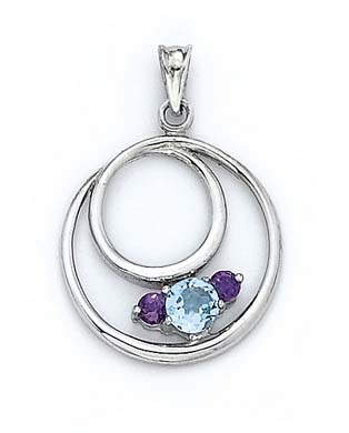 
Sterling Silver Blue Topaz Amethyst Circles Pendant
