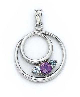 
Sterling Silver Blue Topaz Amethyst Circles Pendant
