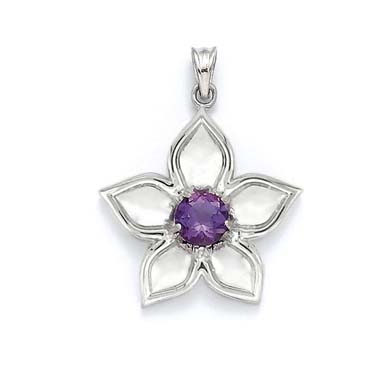 
Sterling Silver Amethyst Flower Pendant
