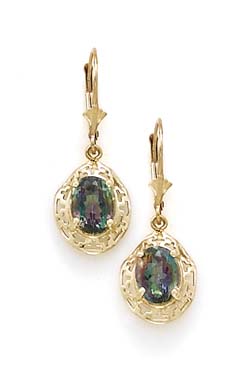 
14k Yellow Gold Mystic Topaz Leverback Earrings
