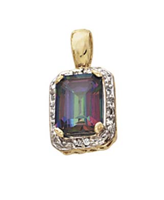 
14k Diamond Mystic Topaz Pendant
