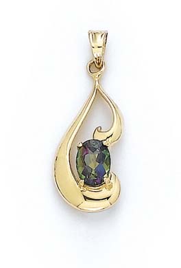 
14k Yellow Gold 6x8mm Oval Mystic Topaz Pendant
