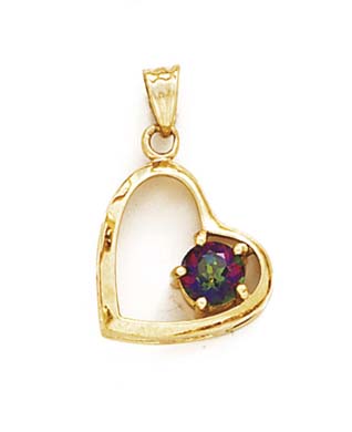 
14k Yellow Gold Mystic Topaz Heart Pendant
