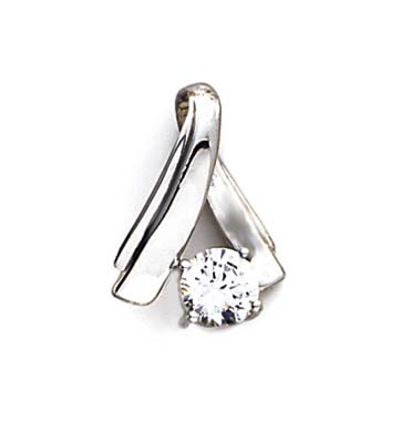 
14k White Gold Inverted V Cubic Zirconia Slide
